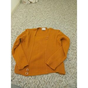 Putorti Womens Orange Ribbed Knit Sweater XL Scoop Neck 3/4 Sleeve Canada